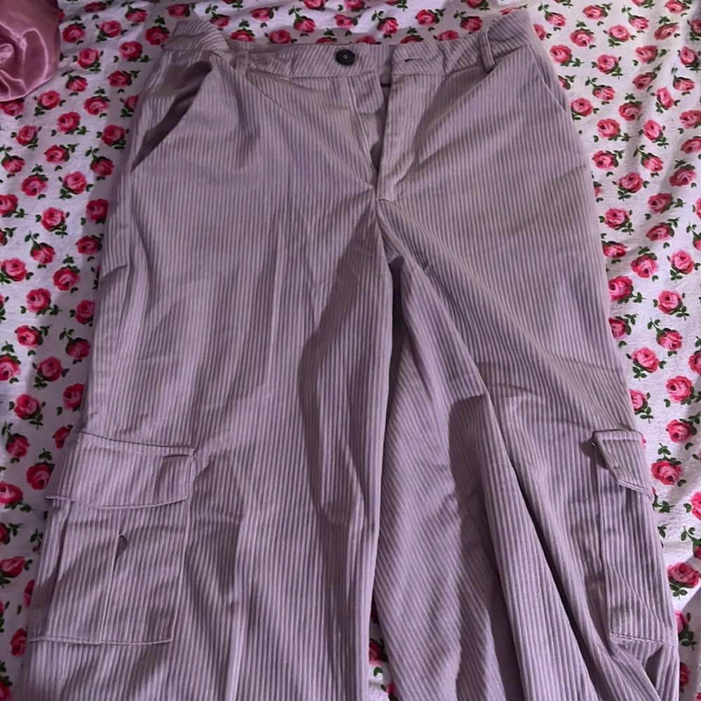 Tan patterned fleece cargos